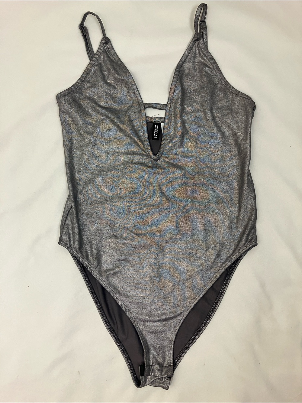 H&M Divided Metallic Gray/Silver Bodysuit Women’s Size Small